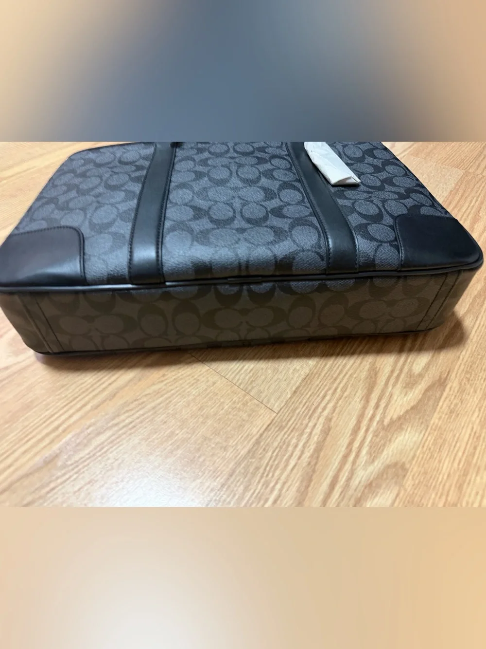 Coach Men's Charcoal Signature Briefcase with Black Trim